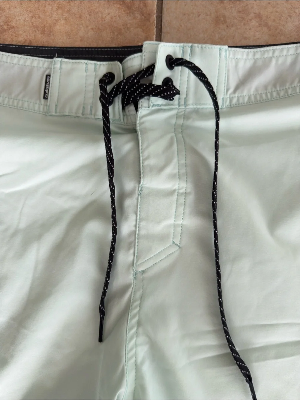 Quiksilver Men’s Minty Teal Green Board Shorts with Black Drawstring